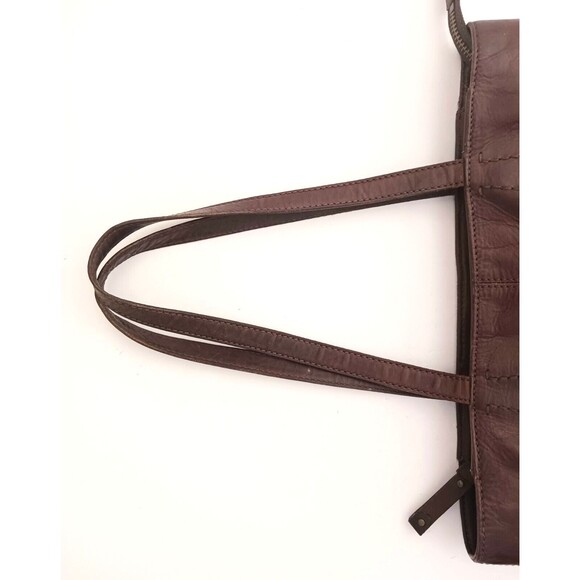 FRYE Melissa Collection Lg Dark Brown Leather Tote Bag Padded Divider Pockets - Picture 9 of 14